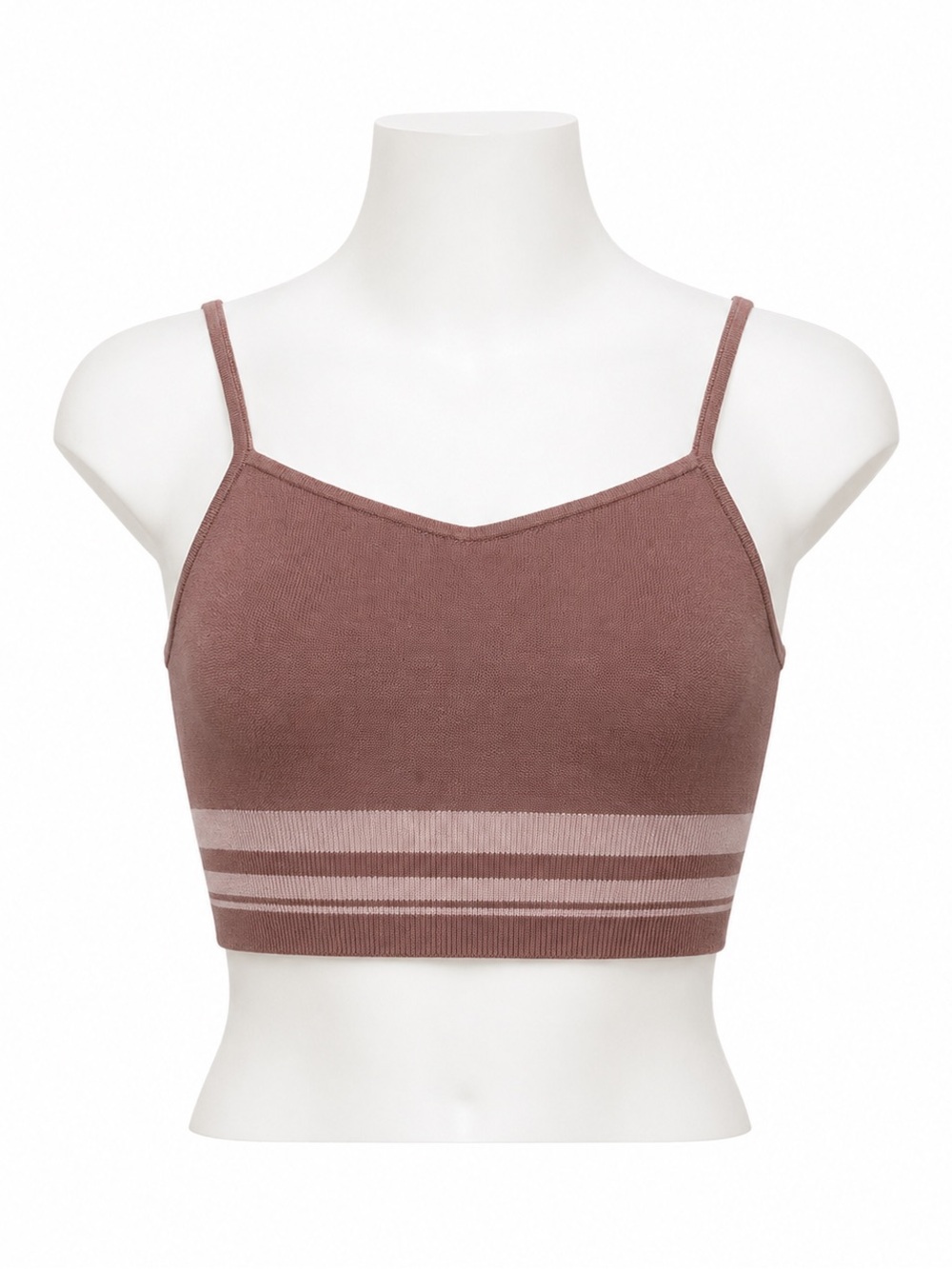 Size M Aritzia Babaton Seamless Knit Cropped Cami Pink Mauve Stripe Hem Tank